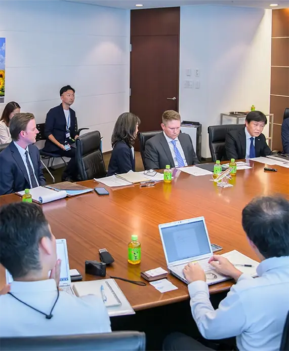 Members of 1PointFive and ANA leadership at conference table for board meeting