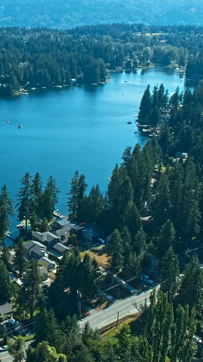 Aerial photo of lake