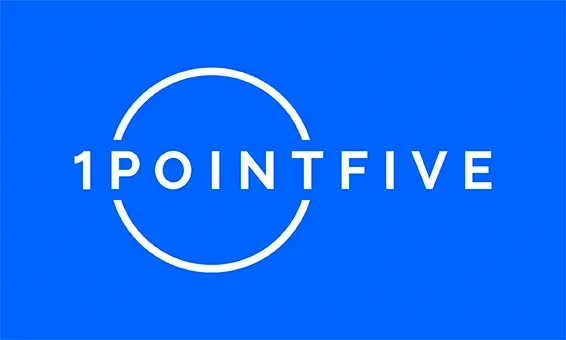 1PointFive Logo - White on Blue