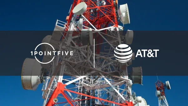 1PointFive and AT&T logos overlaid on cell tower